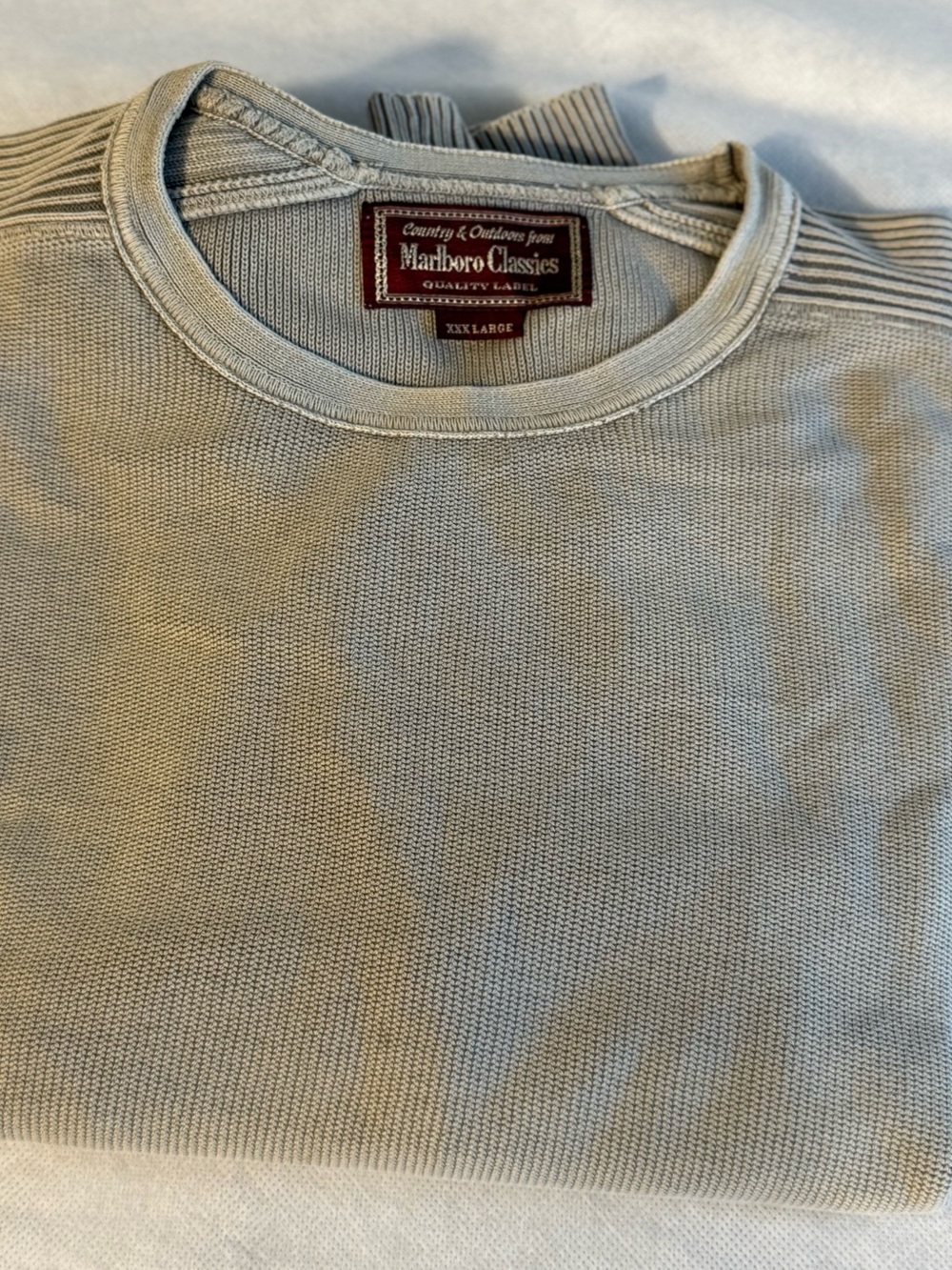 Marlboro Classics Men’s XXL Beige Knit Crewneck Sweater Heavy Cotton Pullover